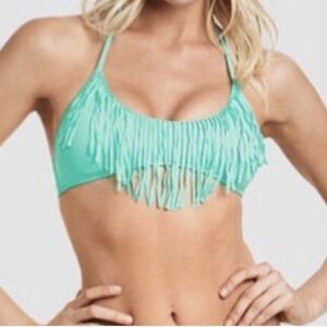 Victoria’s Secret Fringe Bikini Swim Top Aqua Blue Size Small